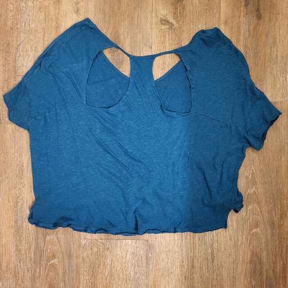 Free People Crescent Moon Jersey Pullover Top In Peacock Size Small - Picture 7 of 8